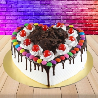 Black Forest Gems Heart Shape Cake