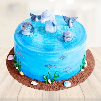 Lovely Dolphin Fondant Cake