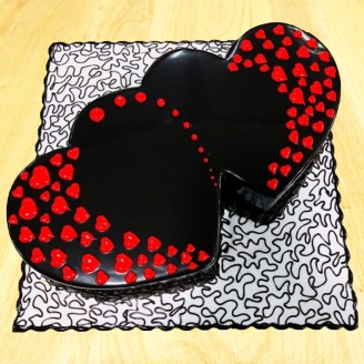 Twin Heart Chocolate Cake