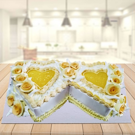 Twins Pineapple Heart Shape Cake