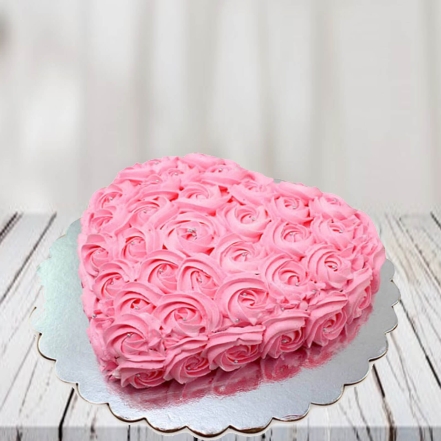Pink Rose Heart Shape Cake