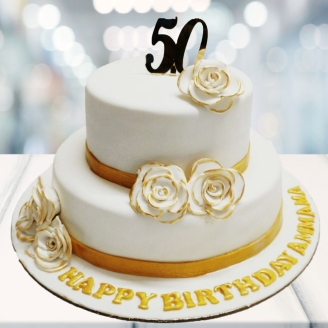 Happy 50th Birthday 2 Tier Cake 