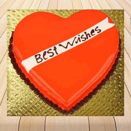 Best Wishes For Heart Shape Cake 