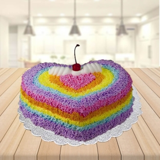 Heart shape Rainbow Cake