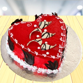 Decorative Red Heart Shape Cake