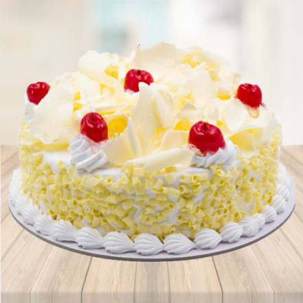 Decorative Creamy White Forest Cake