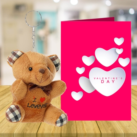 Valentines Keychain Teddy Bear And Greeting