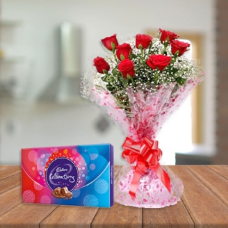7 Red Roses with Free Celebration Pack