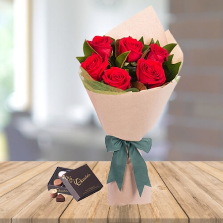 Chocolates with  Rose Bouquet