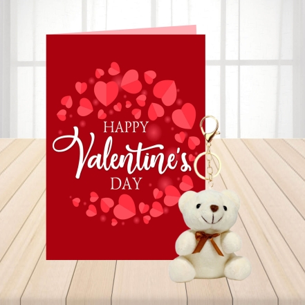 Key Chain Teddy With Greeting Card