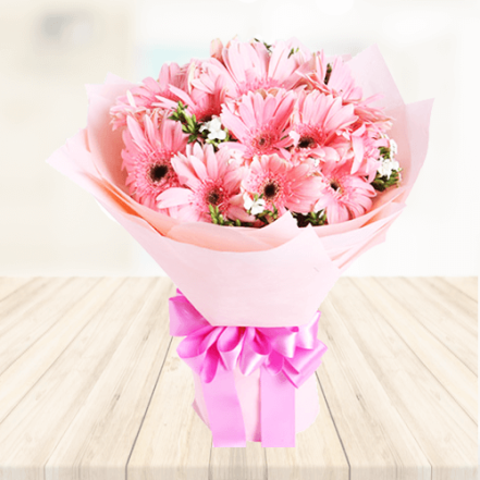 Bouquet of 12 Pink Gerberas