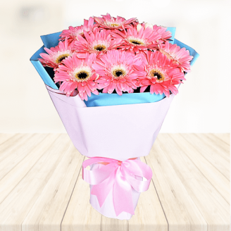 Bouquet of 10 Pink Gerberas