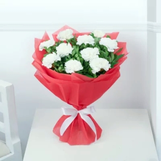 Bouquet of 10 White Carnations