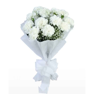 Bouquet of 8 White Carnations