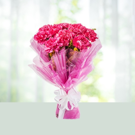 Bouquet of 8 Pink Carnations