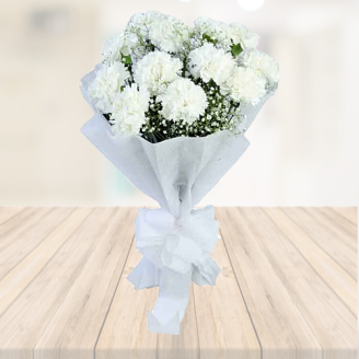 Bouquet of 6 White Carnations