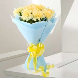 Bouquet of 12 Yellow Carnations