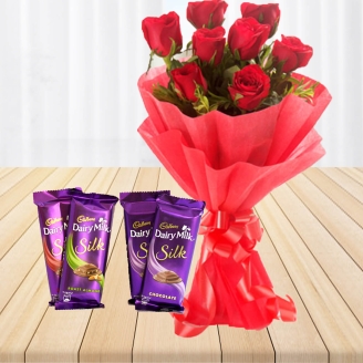 Yummy Chocolates With Red Roses