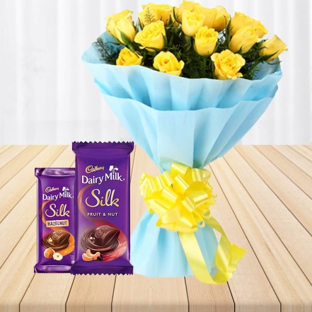 15 Yellow Roses Bouquet With Sweetness