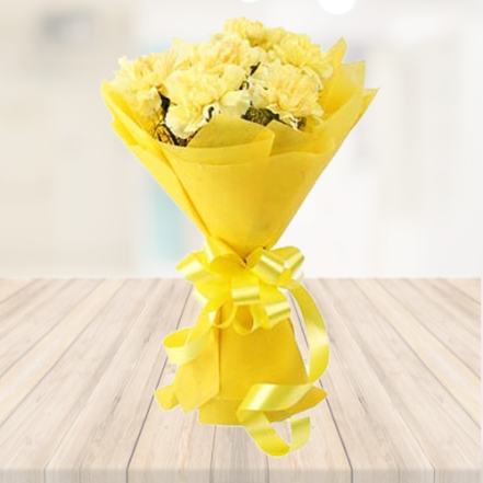 Bouquet of 7 Yellow Carnations