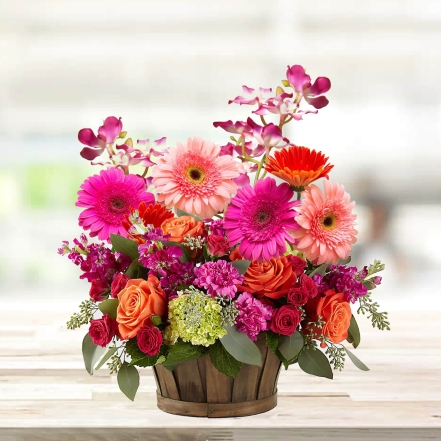 Basket Arrangement Of Mix Flowers