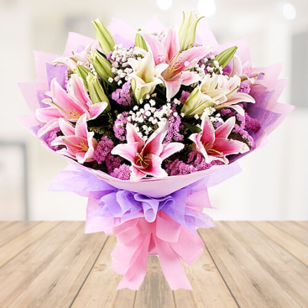Exotic Bouquet Of Carnations And Lilies