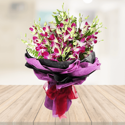 10 Purple Orchids Bouquet