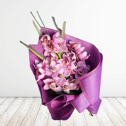 Splendid Bouquet Of 6 Purple Orchids