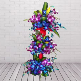3 Layer Orchids Basket Arrangement