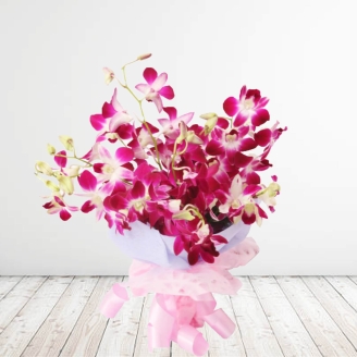 Splendid Bouquet Of 8 Purple Orchids