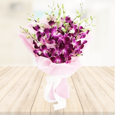 12 Purple Orchids Bouquet 