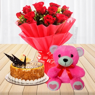 12 Red Roses With Beautiful Combo