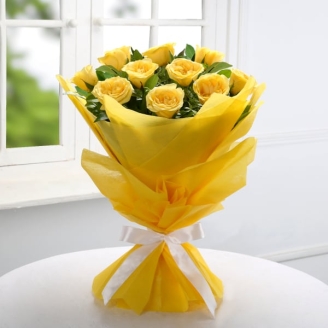 10 Yellow Roses Bouquet
