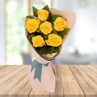 6 Yellow Roses Bouquet