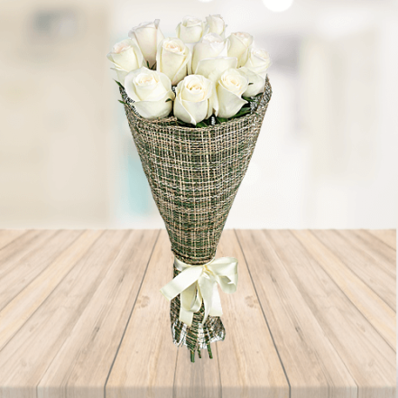 6 White Roses Bouquet