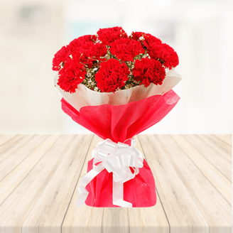 Bouquet of 12 Red Carnations