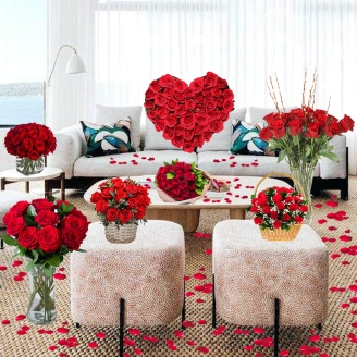 Room Full Of 300 Red Roses