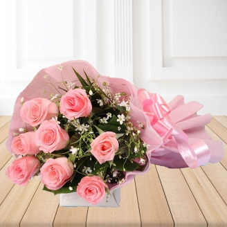 Specially 8 Pink Roses Bouquet
