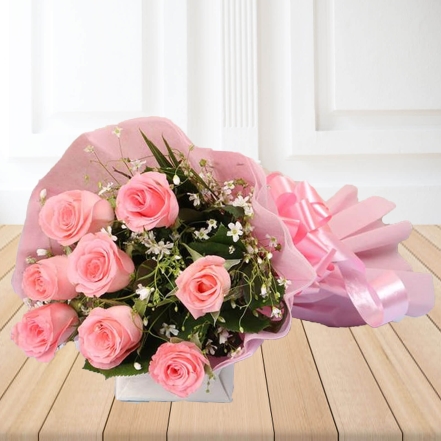 Specially 8 Pink Roses Bouquet