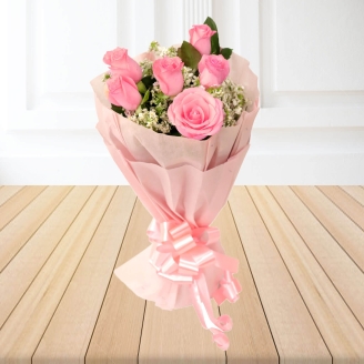 Proposal With 6 Pink Roses Bouquet