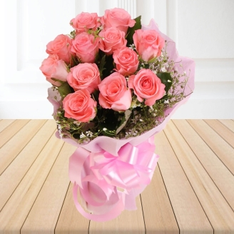 Fantastic 12 Pink Roses Bouquet