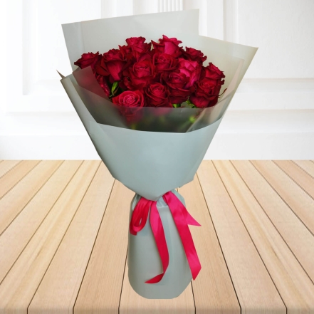Deep Red 15 Roses Bouquet