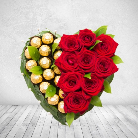 Delicious Ferrero Rochers Heart Shape Arrangement
