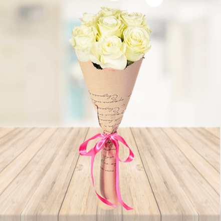7 White Roses Bouquet