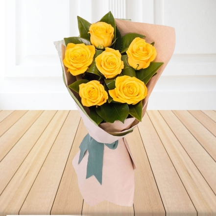 6 Yellow Roses Bouquet