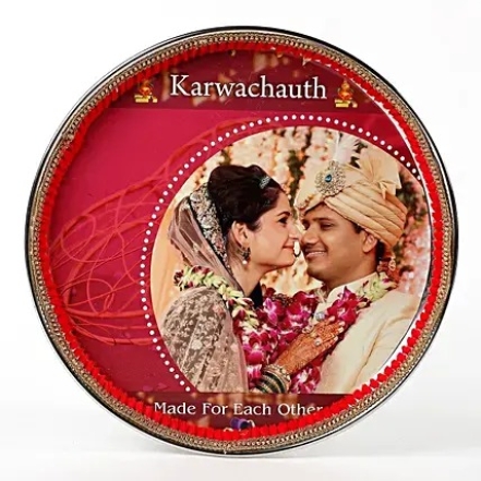 Photo Printed Decorative Thali For Karwa Chauth