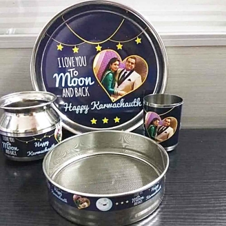 Printed Karva Chauth Decorated  Thali