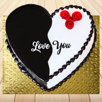 Choco Vanilla Heart Shape Cake