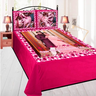 Valentine Couple Photo Printed Bed Sheet