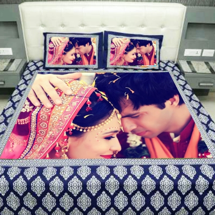 Special Married Couple Photo Printed Bed Sheet